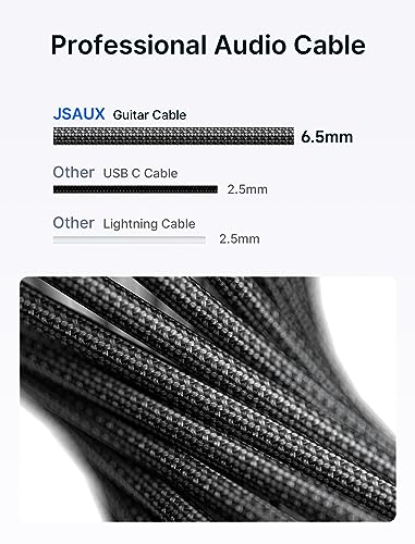 Image of JSAUX Guitar Cable 20 ft, Amp Cord for Electric Guitar /Mandolin /Bass, Pro Audio Instrument Cable with 1 /4 inch Tips(TS Port) Right Angle to Straight-Gray