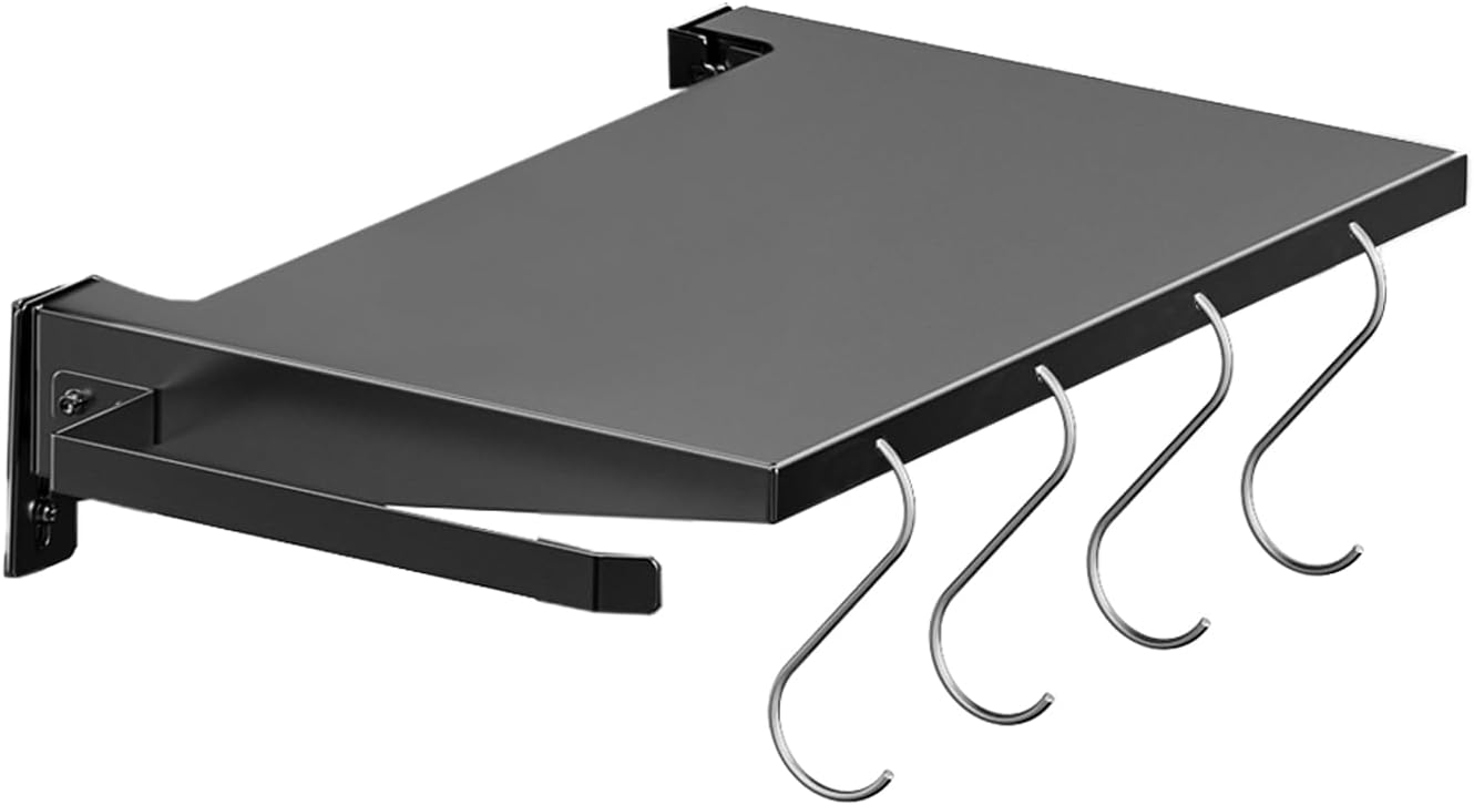 Foldable Griddle Side Shelf for Blackstone 28" Griddle, Grill Accessories with Paper Towel Holder, 4 Hooks, Grill Caddy Shelf for Blackstone Grilling Accessories