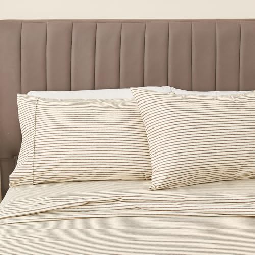 Great Bay Home Full Size Stripe Microfiber Sheet Set - 4-Piece Ultra-Soft Bedding Sheets & Pillowcases - Wrinkle Free, Comfortable, All-Season Bed Sheets (Chocolate)