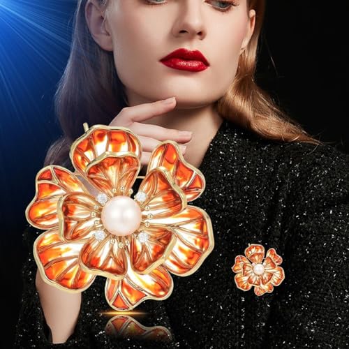 Image of Flower Brooch Pin - Rhinestone Flower Pin 18k Gold Plated - Thanksgiving Day, Birthday, Wedding Gifts for Mom, Wife
