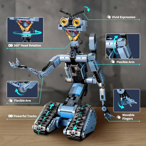 Iatom F-C9225Y02 1176 Pieces Johnny 5 Robot Building Set With Remote Control, Short Movie Circuit Building Blocks Toy, Compatible For Lego, Rechargeable Technic Robotics Figure Model Kit thumb #3