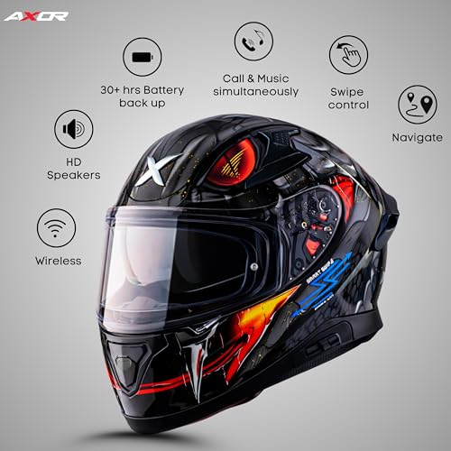 Image of Axor X Altor Apex Venomous Smart Helmet - Bluetooth, High-Impact, Scratch-Resistant Visor, Sensor- Black Grey, L