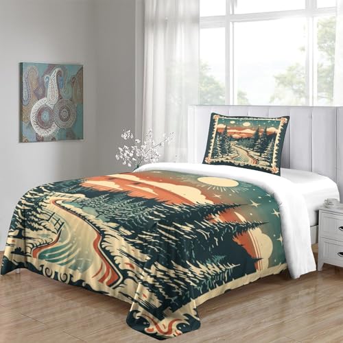 Housse de couette Noël 3D imprimé vintage en microfibre supérieure durable