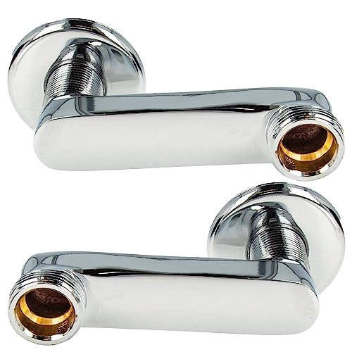 tecuro S-Anschluss versetzt um 80 mm, für Wandarmaturen, 2-er Set, Anschluss wandseitig 1/2 Zoll AG, Armaturenseitig 3/4 Zoll AG, inkl. Rosetten