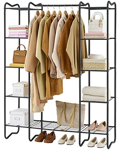 Gewudraw Portable Closet Wardrobe Rack, Wire Garment Rack Clothes Organizer, Clothes Rack With Shelves For Hanging Clothes, Freestanding Closet Metal Wire Shelving Clothes Rack #TOP5