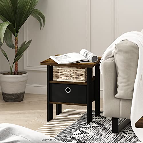 Image of Furinno ANDREY Square Side Table, End Table, Night Stand, Amber Pine