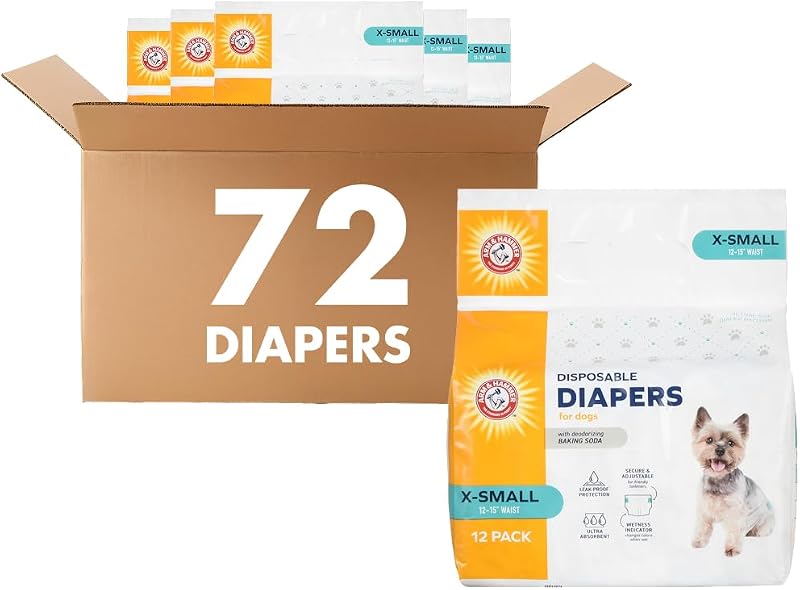 Fraldas Descartáveis para Cadelas ARM & HAMMER com Indicador de Umidade, X-Small, Pacote com 12 — 6 unidades