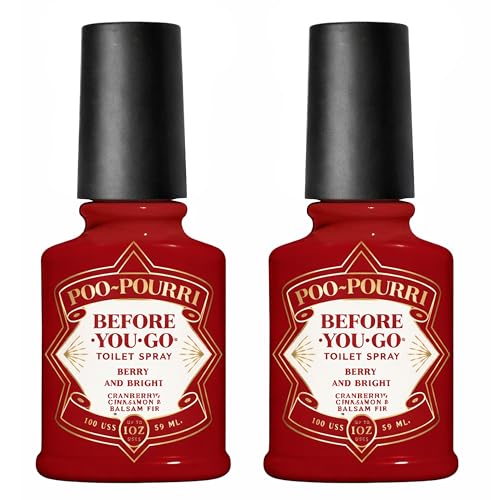 Poo-Pouri Before-You-Go Holiday Toilet Spray, Berry and Bright, 2 Fl Oz Pack of 2 - Cranberry, Cinnamon and Balsam Fir