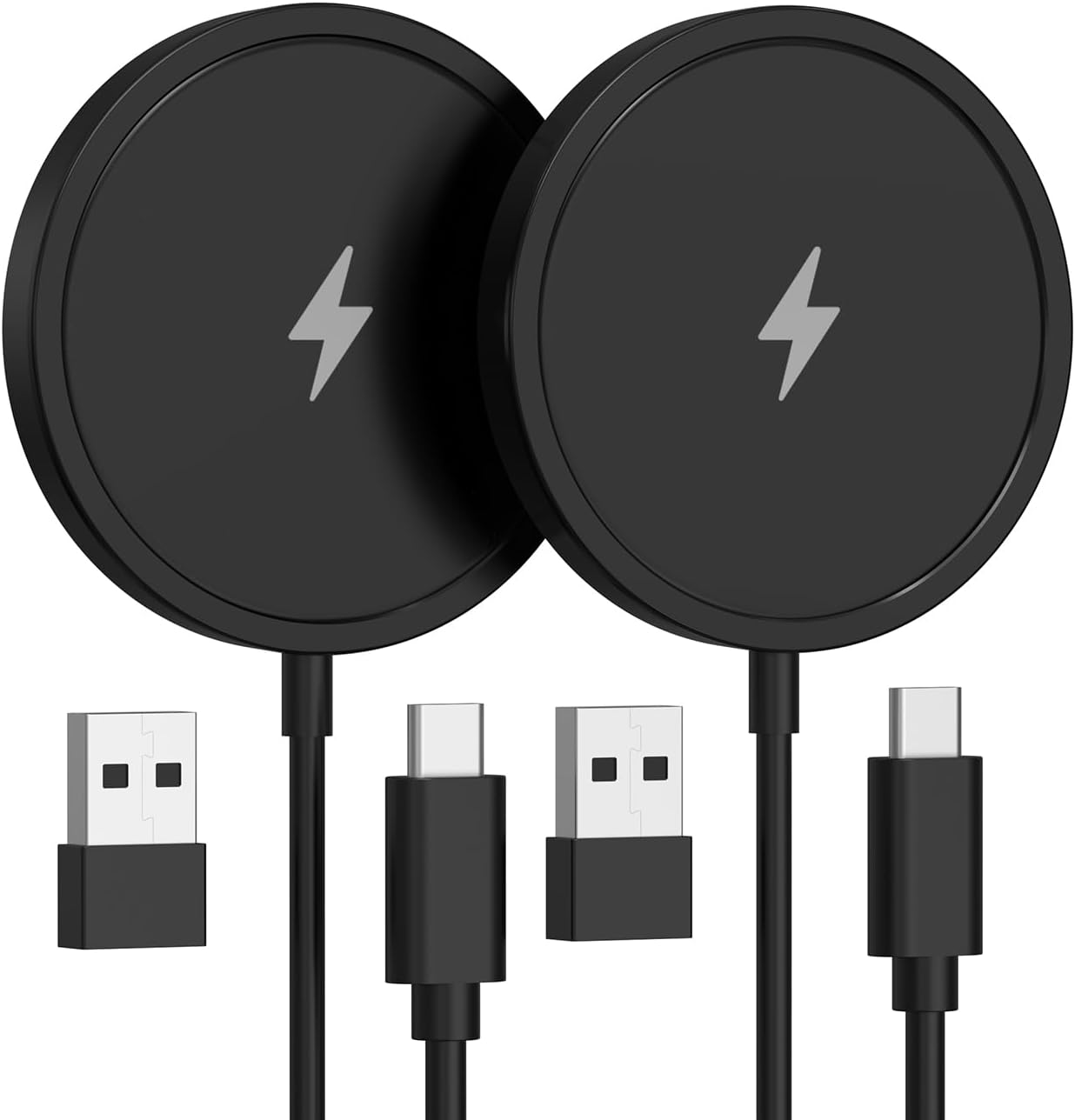 Magnetic Wireless Charger for iPhone, 15W Fast Mag Safe Charger 2 Pack Charging Pad Compatible with iPhone 17/16/15/14/13/12 Series and Air - Pods 3/2/Pro 2/Pro, Black