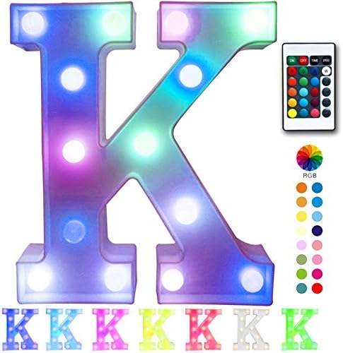 Pooqla Colorful LED Marquee Letter Lights with Remote – Light Up Marquee Signs – Party Bar Letters with Lights Decorations for The Home - Multicolor K