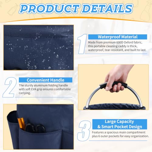 17L-Cleaning-Caddy-with-Handle-6-Pockets-Foldable-Cleaning-Supply-Portable-Shower-Caddy-600D-Oxford-Fabric-Storage-Basket-for-Home-Camping-Gardening-Bathroom