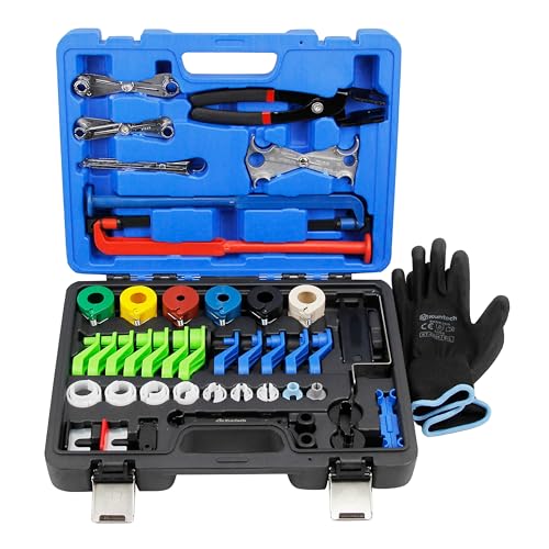 Image of Kuntech 45pcs Master Quick Disconnect Tool Set, Fuel Line Disconnect Tool Kit for Automotive A /C Fuel & Transmission Systems, Transmission Line Disconnect Tool Compatible with Various Automotives
