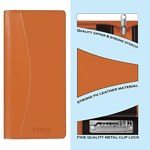 Image of FEDUS Vegan Leather Expanding Handmade Multiple Cheque Book Wallet for Cards, Women /Men - Traveling Wallet, Office & Home Document Holder