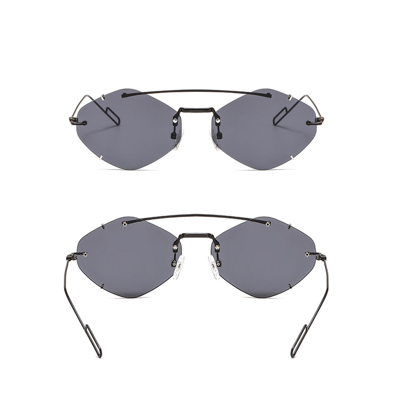 Gafas de sol ovaladas de metal para hombre y mujer, estilo steampunk, sin montura UV400