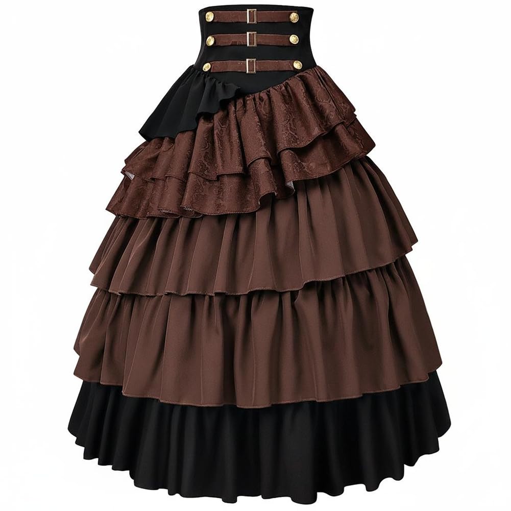 Wiktoriańska gotycka spódnica z falbanami, damska spódnica do cosplay, pirata, steampunk, kostium na renesansowe targi, koncerty halloweenowe