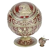 Vintage Windproof Ashtray with Lid for Cigarette Metal Portable Cigar Ashtray Odor Eliminator Outdoor Indoor, Hand Stamped Rose Eagle Pattern with Sparkle Fancy Gift for Men Women(Dark Red-Bronze)
