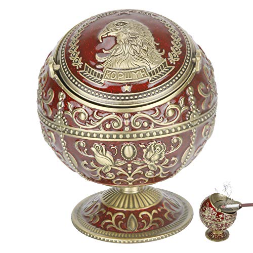 Vintage Windproof Ashtray with Lid for Cigarette Metal Portable Cigar Ashtray Odor Eliminator