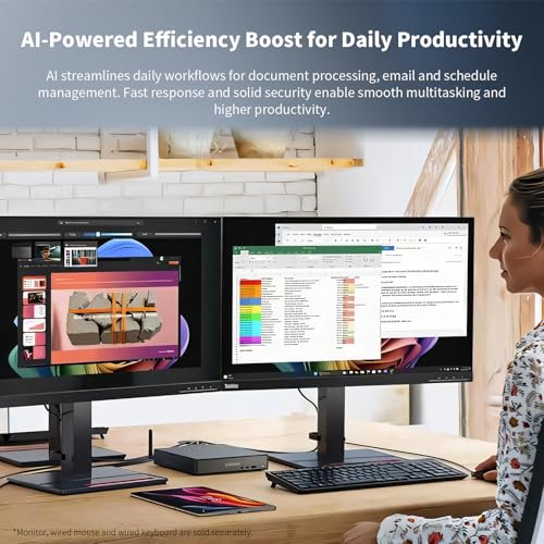 Image of Lenovo ThinkCentre neo 55q Mini Desktop Ryzen AI 5 330, 32GB RAM 2TB SSD | Business MFF Desktop Work Performance, up to 50 TOPS, Support 3-Monitor 4K, Wired Keyboard & Mouse, Windows 11Pro, w / Bundle