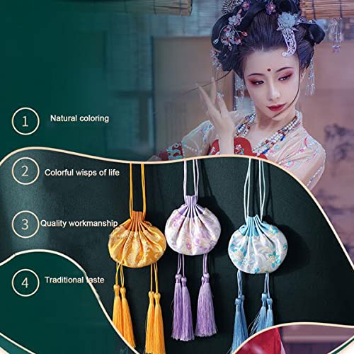 Bolsitas de seda brocada chinas x6 con cordón miniatura 7