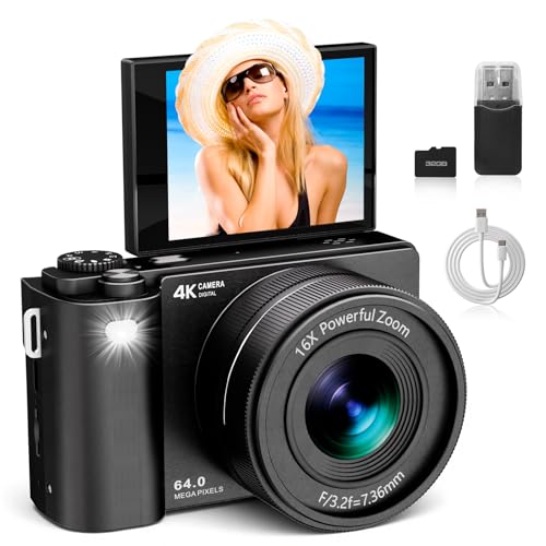 ZOOTEALY 4K Digital Camera for Photography & Video: 64MP Vlogging Camera with 2.8”180° Flip...
