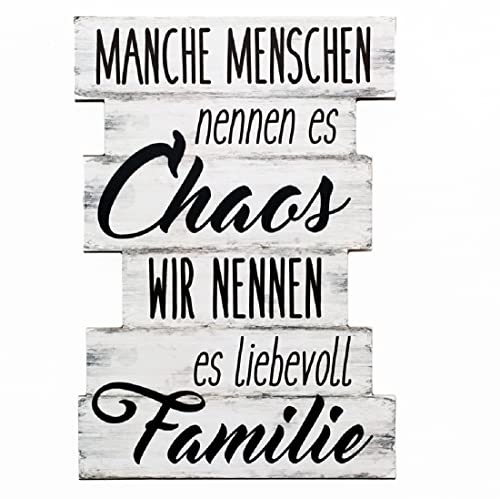 Bada Bing Holz Planken Schild Bild Familie Chaos schwarz weiß 29 x 20 cm...