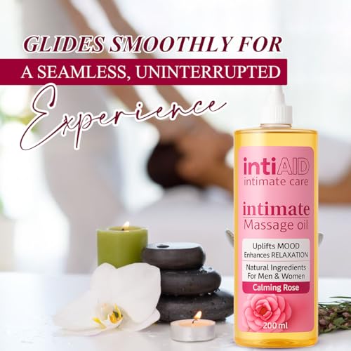 Image of Rose Intimate Massage Oil. Luxuriously Scented Self-Care Oil for Personal Moments. Sensual Touch for ultimate Pleasure & Relaxation - 200ml.