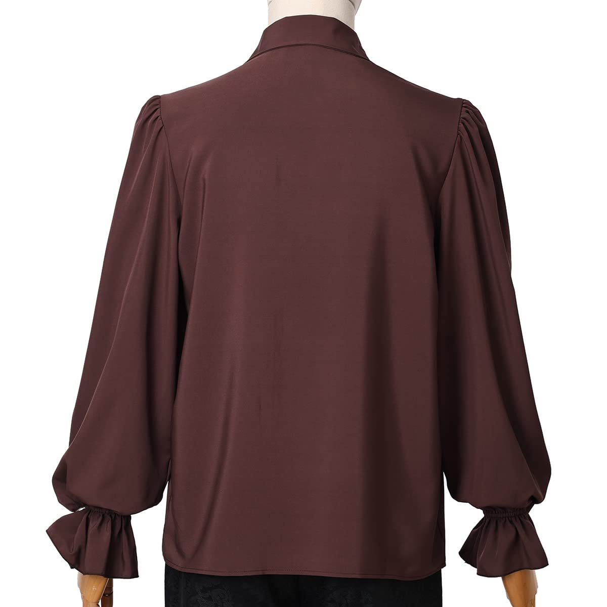 GRACEART Mens Pirate Shirt Ruffle Colonial Shirt Renaissance Poet Frilly Shirt Steampunk Vampire Gothic Costume Brown - Image 4
