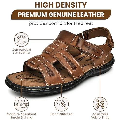 Holy dove Men's Sandals Open Toe Leather Fisherman Sport Hiking Outdoor Casual Summer Sandals Shoes for Men2