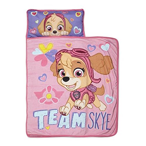Paw Patrol Team Skye Toddler Nap-Mat Set – Includes Pillow and Plush Blanket – Great for Girls Napping During Daycare or Preschool – Fits Toddlers, Pink
