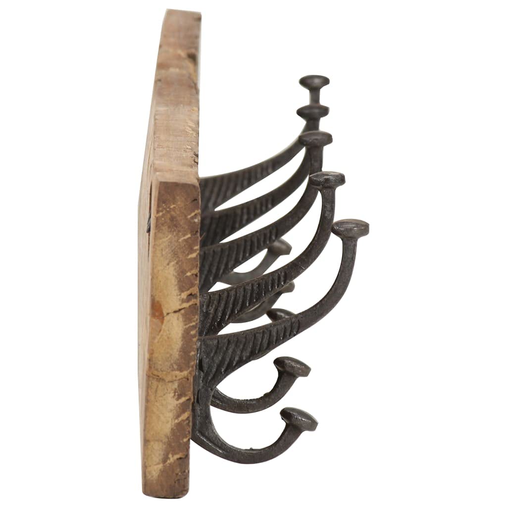 Perchero con 5 ganchos de madera maciza reciclada, 100 x 2,5 x 15 cm, para colgar en la pared, diseño rústico, accesorio de hogar sostenible, almacenamiento robusto