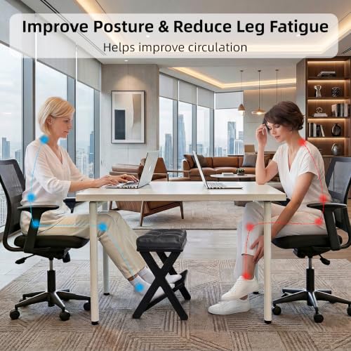 Image of Double Step Foot Stool Under Desk, Wooden Ergonomic Foot Rest with Non-Slip EVA Surface, Office Footstool for Posture Support, Home Office Gaming Desk Foot Rest for Adults-Black