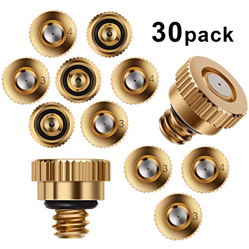 AIEX 30pcs Brass Misting Nozzle Including 15pcs Orifice 0.016inch (0.4mm) and 15pcs 0.012inch(0.3mm)