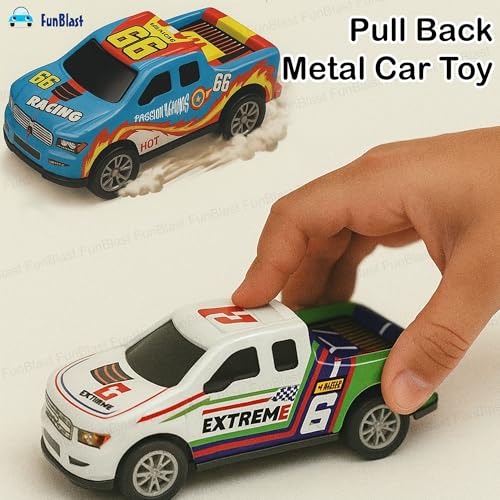 Image of FunBlast Die-Cast Car Set for Kids - Pack of 12 Pull Back Metal & Plastic Cars, Scaled Model Mini Racing Car Toys for 3+ Year Old Boys & Girls, Multicolor