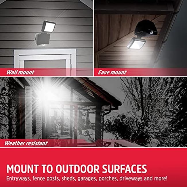 Energizer Single Head Security Light, Wireless, Battery Operated, 120¡ã Motion Detection, 300 Lumens, Tilts & Swivels Activated LED Spotlight, Black, 1 Pack, 40777-S1