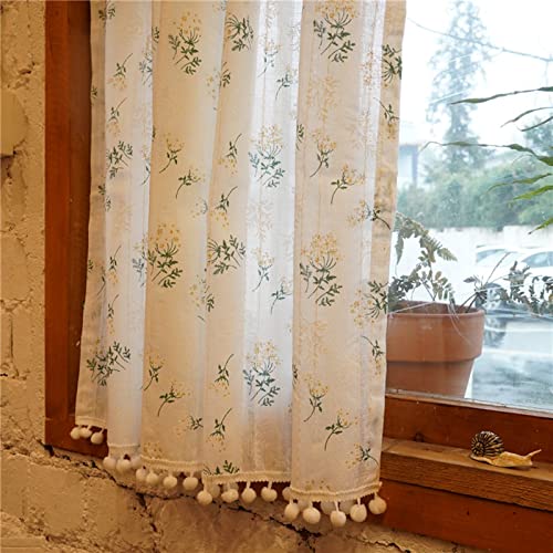 Medias cortinas de cocina LUNEZY de algodón y lino para filtrado de luz, 1 pieza 8