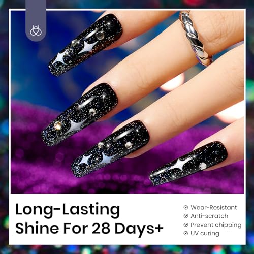 Image of Beetles Glitter Gel Top Coat 10ml Iridescent Silver Gel Polish
