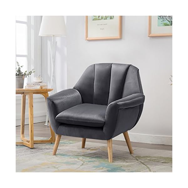 Warmiehomy Soft Velvet Armchair Upholstered Occasional Chair Lounge Accent Chair with Solid Wooden Legs
