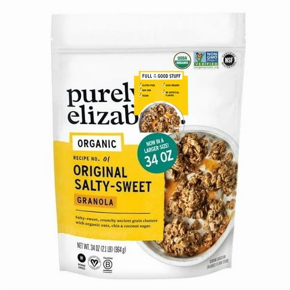 Purely Elizabeth Organic Original Salty-Sweet, Ancient Grain Granola, Gluten-Free, Non-GMO 34oz Bag