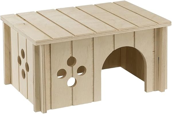 Ferplast Casetta per Conigli, Porcellini d'India e Criceti SIN 4645, Legno Certificato FSC®, Finestra Ventilazione, Montaggio Senza Attrezzi, 26 x 17,3 x h 13 cm, Taglia M - 1