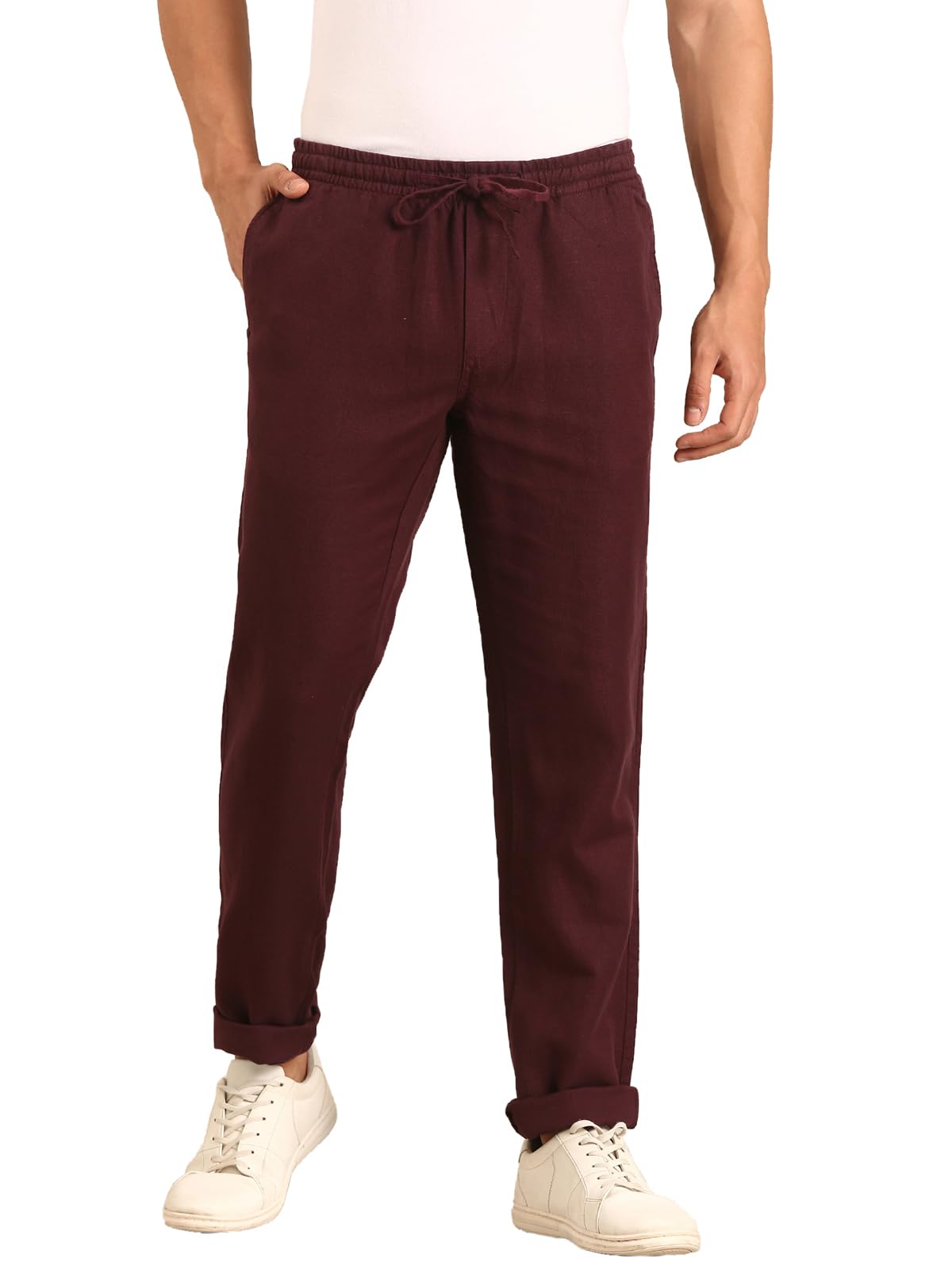 cavallo by linen club Men's Linen-Cotton Blend Contemporary Fit Casual Trousers-picture-26