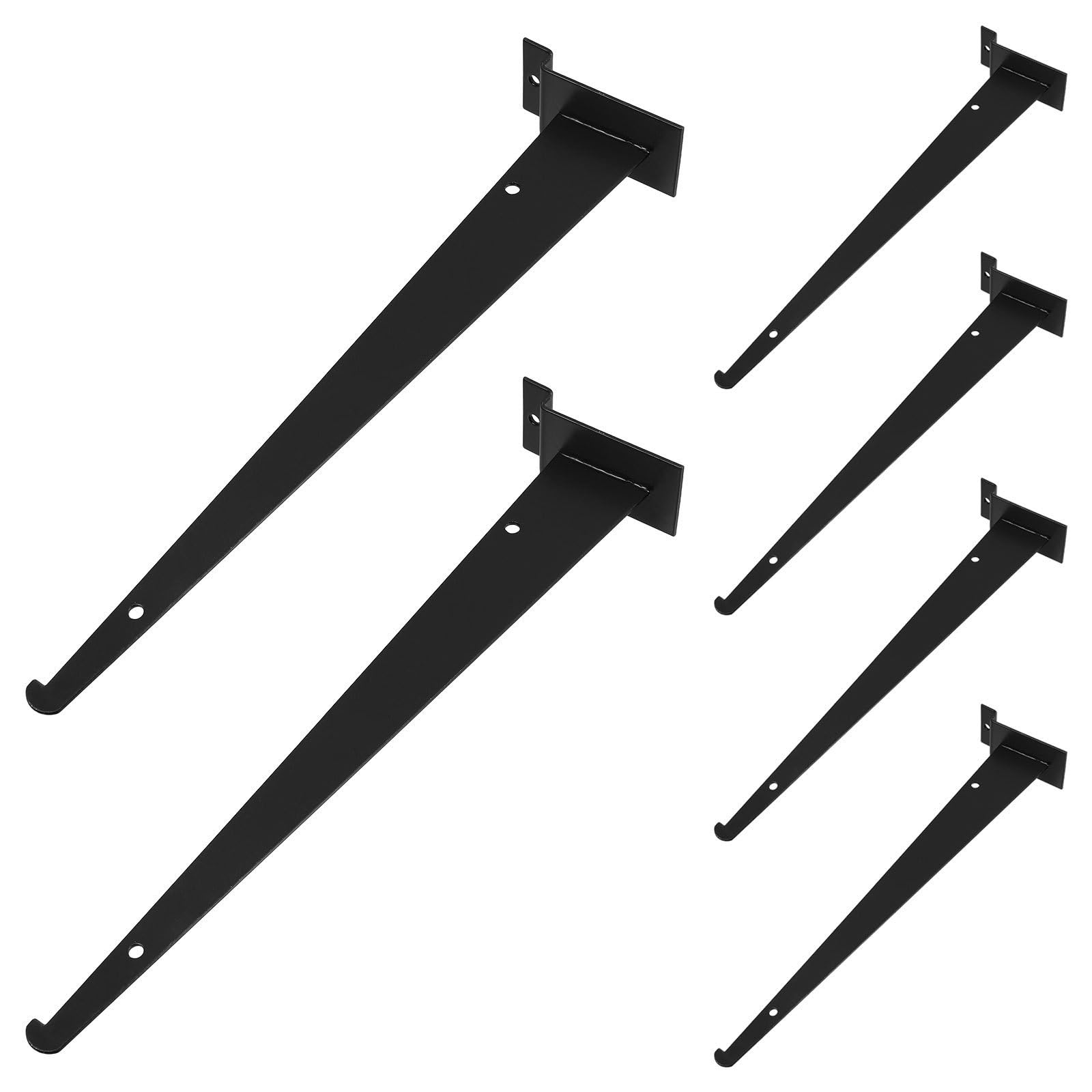 Soportes de Hierro Negros para Estantes, 6 Piezas, Fáciles de Instalar