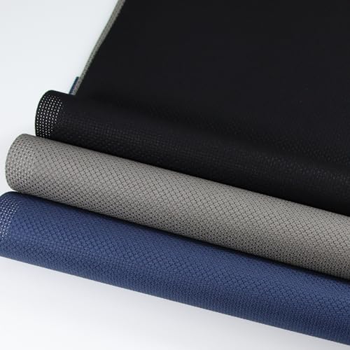 Image of KCS 3 pc of 12 inch x 18 inch(30cmx45cm) 14CT Counted Cotton Aida Cloth Cross Stitch Fabric (Navy Blue+Dark Grey+Black)