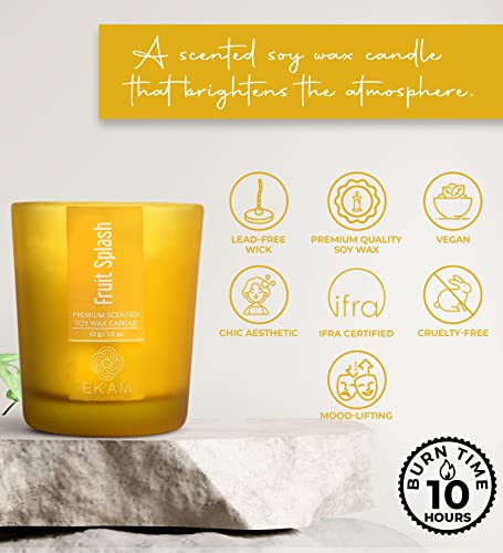 Image of EKAM Fruit Splash Votive Soy Wax Scented Candle, 40 Grams, 10 Hours Burn Time| Long Lasting Premium Candles | Ideal for Home Decor | Gifting & Aromatherapy (Pack of 9)