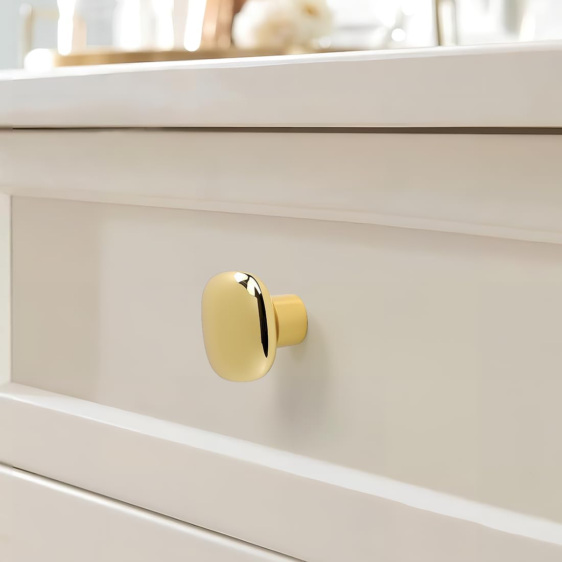 YAGU 10 Pack Square Polished Brass Kitchen Cabinet Knobs 1-1/4 Inch Solid Dresser Drawer Knob Bright Gold Furniture Hardware Shiny Pulls for Closet Cupboard Wardrobe