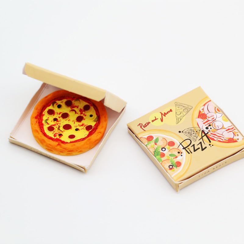Miniature Pizza Box Set, 1:6 and 1:12 Scale, Dollhouse Food Model and Furniture Accessories