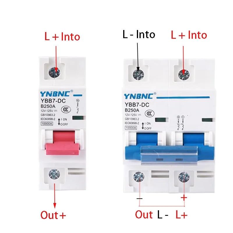 Interruptor Diferencial Salvavidas， Disyuntor De CC 1P/2P, Protector Circuito 12-125 V, 250 A, 200, 150, 125, 100, 80, 63(2P,150A)