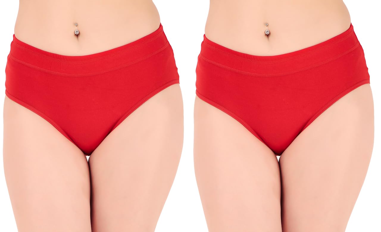 zemta Women's High Waisted Cotton Underwear Ladies Soft Briefs Panties l Women Antibacterial Cotton Hipster Panty l Women's Seamless High - Rise Panties Hipster (Pack of 2)-picture-46