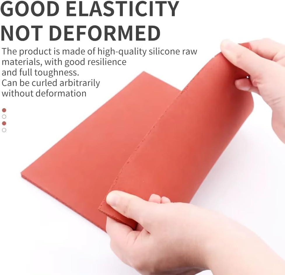 Red Silicone Foam Board，1Pc Heat Press Pad 200x250mm, Multiple Thickness Options, -60°C to 260°C Temp Resistant, Tear Proof(Thick 10mm)