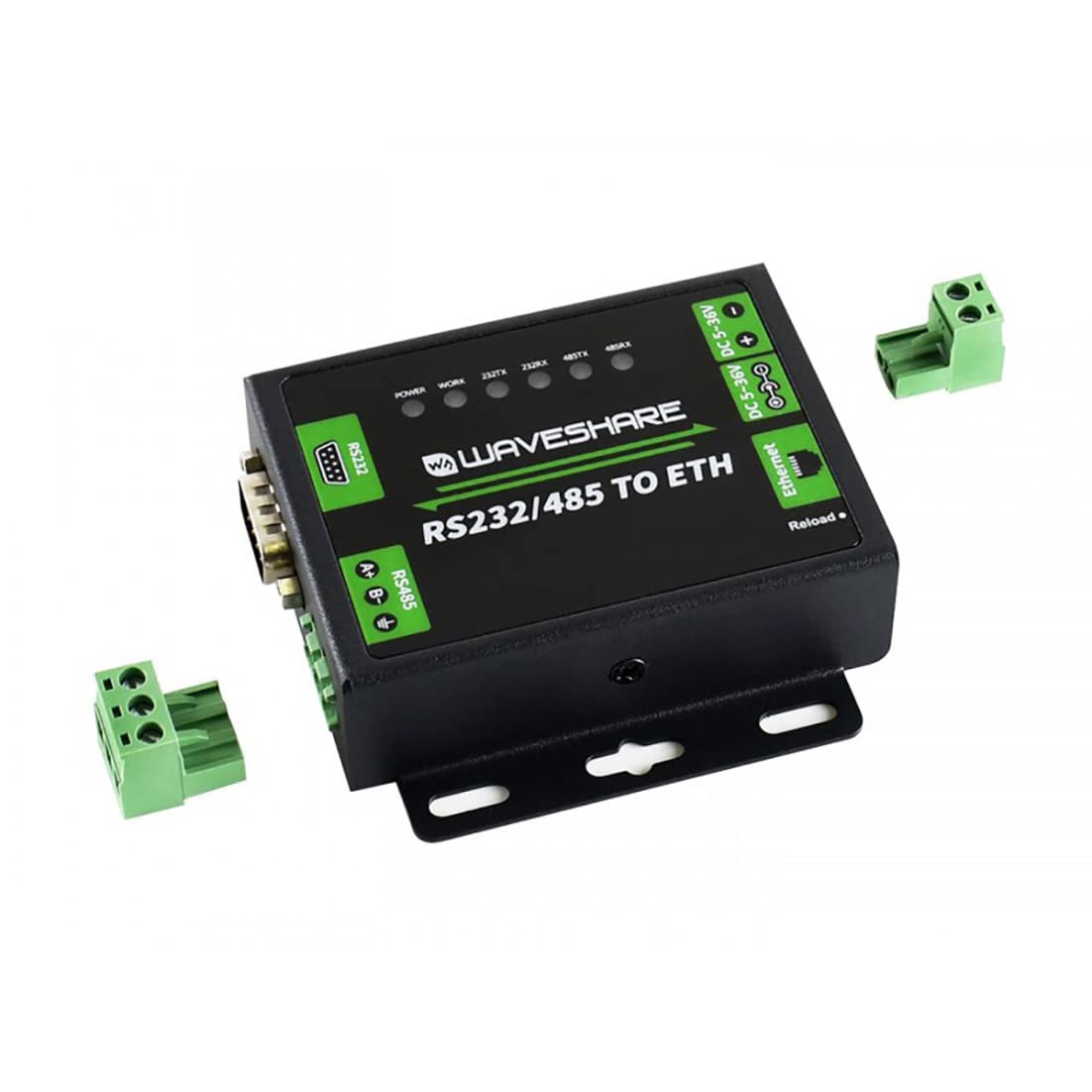 Waveshare - Convertidor RS485 a Ethernet Industrial RS232/RS485 a RJ45, Puertos Serie duales, transmisión de Datos Transparente bidireccional