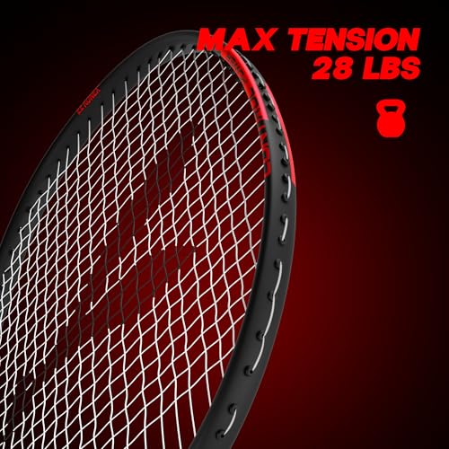 Image of Konex Aluminium Badminton Racquet 2U (90±1g) | 28 LBS Tension | Slim Shaft with PU - Red (Pack of 1)